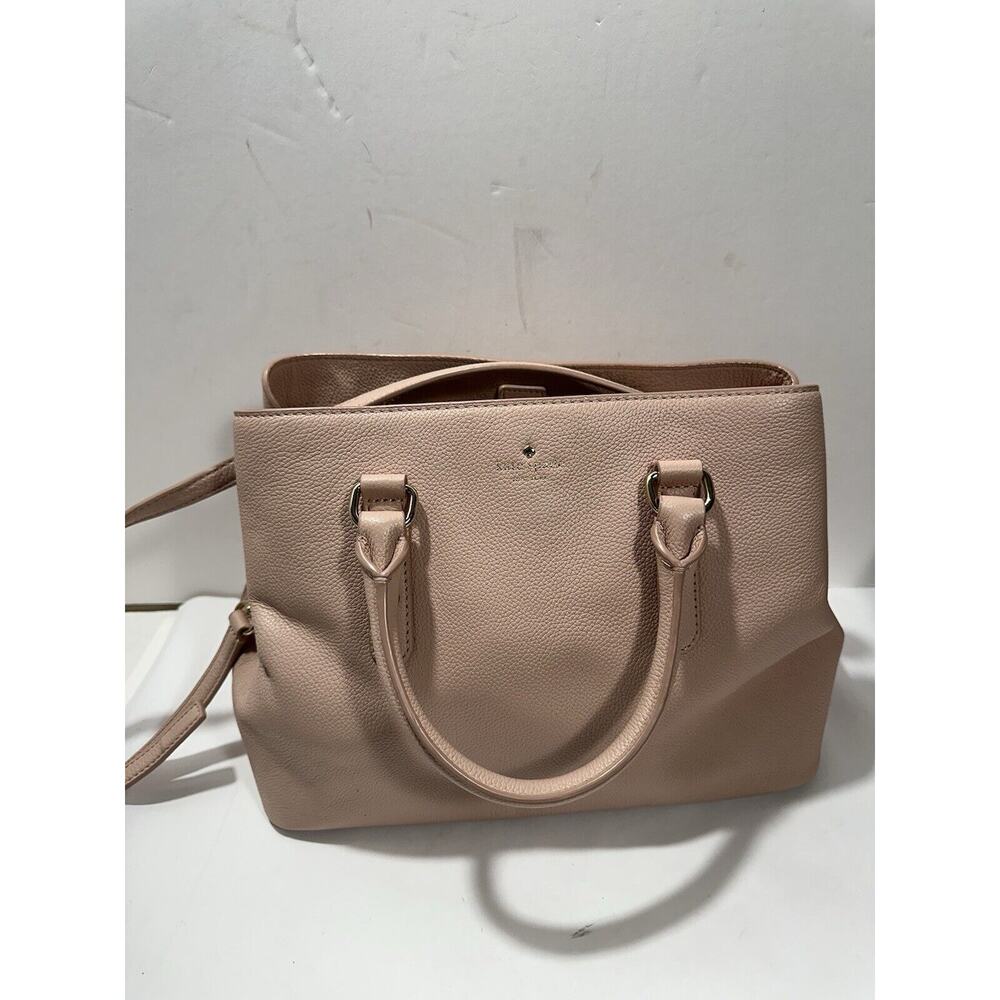 Kate‎ Spade Evangelie Larchmont Ave Satchel Pebble Leather Pink Bag Purse Crossb